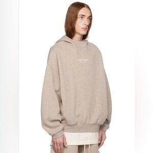 NWT ESSENTIALS Fear Of God Taupe Brown Grey Oversized Hoodie Sweatshirt Small